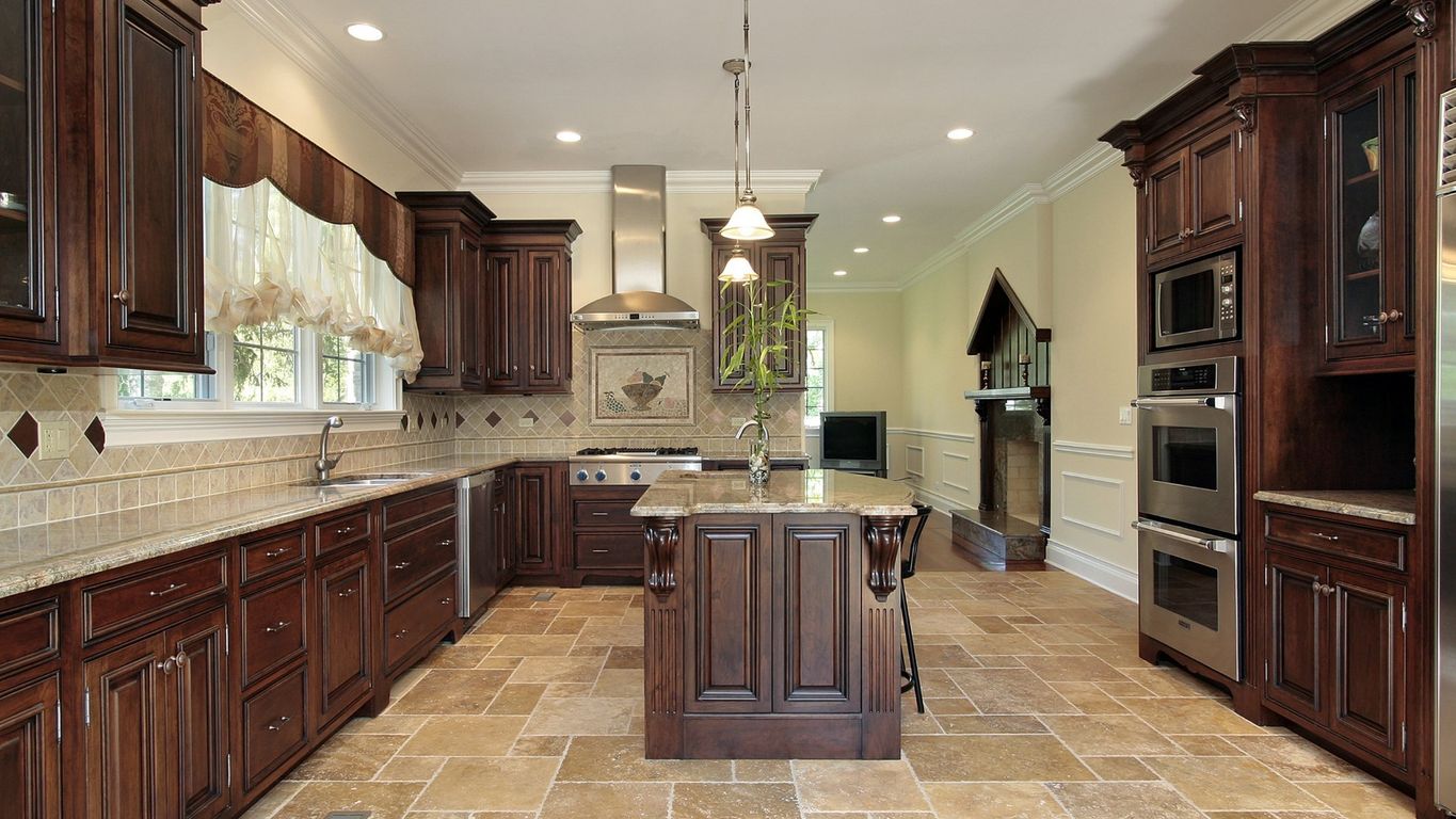 Kitchen tile floor and backsplash